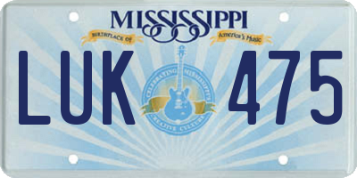 MS license plate LUK475