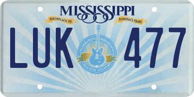 MS license plate LUK477