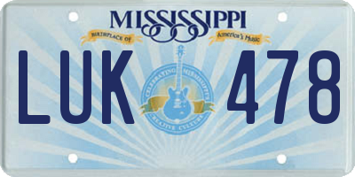 MS license plate LUK478