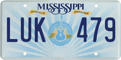 MS license plate LUK479