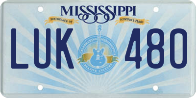 MS license plate LUK480