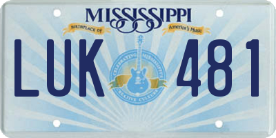MS license plate LUK481