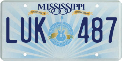 MS license plate LUK487