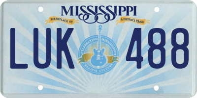 MS license plate LUK488