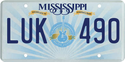 MS license plate LUK490