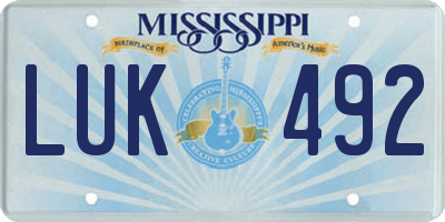 MS license plate LUK492