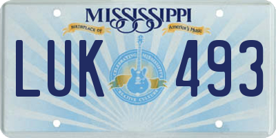 MS license plate LUK493