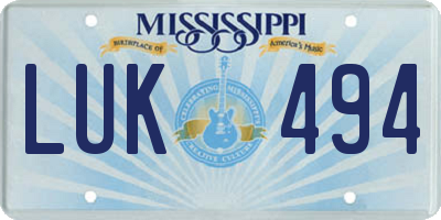 MS license plate LUK494