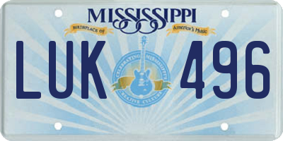 MS license plate LUK496