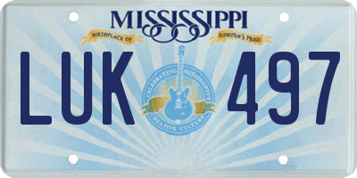 MS license plate LUK497