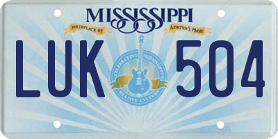 MS license plate LUK504