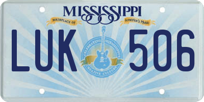 MS license plate LUK506