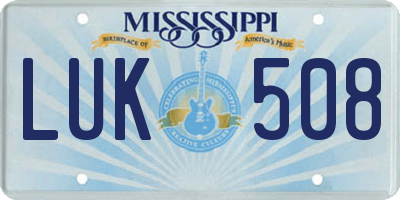 MS license plate LUK508