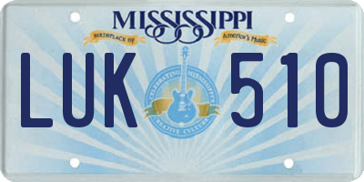 MS license plate LUK510