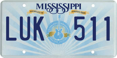 MS license plate LUK511