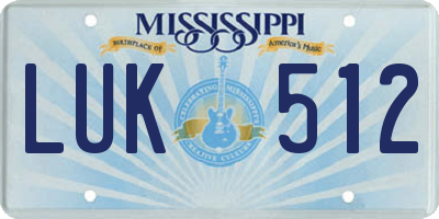 MS license plate LUK512