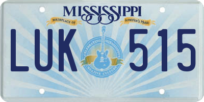 MS license plate LUK515