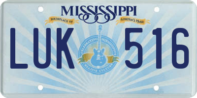 MS license plate LUK516