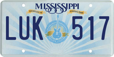 MS license plate LUK517