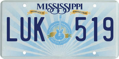 MS license plate LUK519