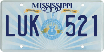 MS license plate LUK521