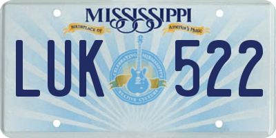 MS license plate LUK522