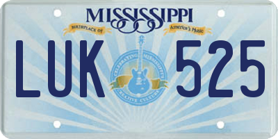 MS license plate LUK525