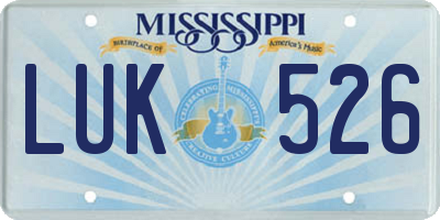 MS license plate LUK526