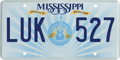MS license plate LUK527