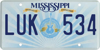 MS license plate LUK534