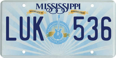 MS license plate LUK536