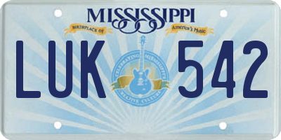 MS license plate LUK542