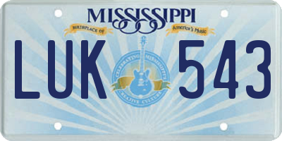 MS license plate LUK543