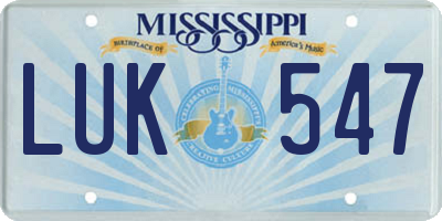 MS license plate LUK547