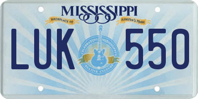 MS license plate LUK550