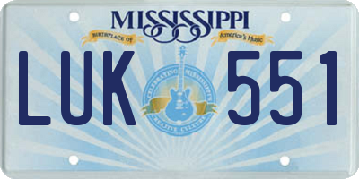 MS license plate LUK551