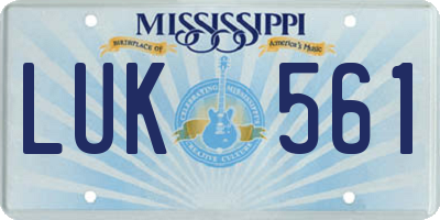 MS license plate LUK561