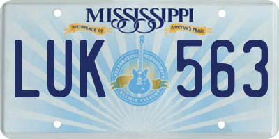 MS license plate LUK563