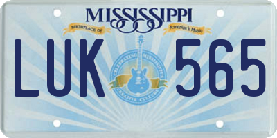 MS license plate LUK565