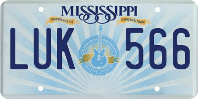 MS license plate LUK566