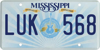 MS license plate LUK568