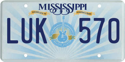 MS license plate LUK570