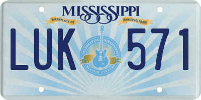 MS license plate LUK571