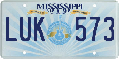 MS license plate LUK573