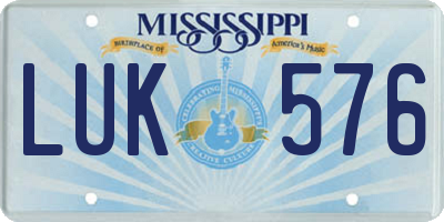 MS license plate LUK576