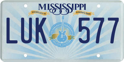MS license plate LUK577