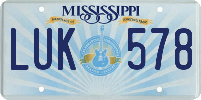 MS license plate LUK578