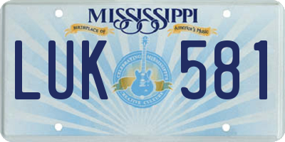 MS license plate LUK581