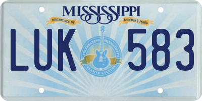MS license plate LUK583