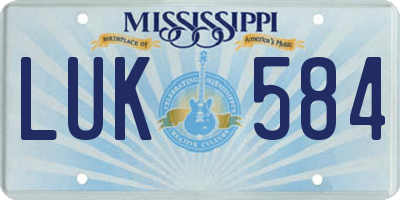 MS license plate LUK584